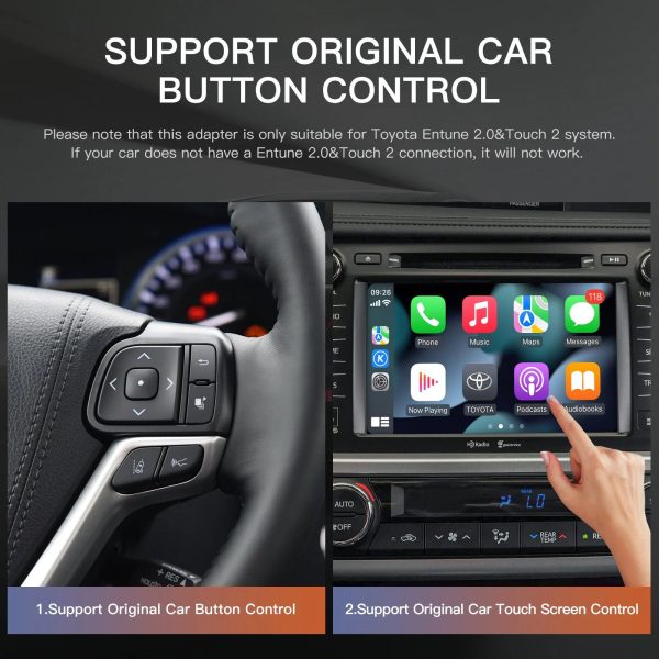 TOYOTA WIRELESS APPLE CARPLAY / ANDROID AUTO FOR RAV4 CHR AVALON COROLLA CAMRY YARIS AURIS RAV4 HIGHLANDER TOUCH 2 ENTUNE 2.0 - Image 3
